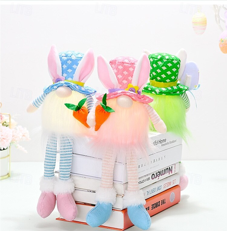1 Pc Easter Long Leg Rabbit with Light, Faceless Child, Dwarf Doll, Carrot Resurrection Egg, Easter Indoor Party, Restaurant Atmosphere Decoration 2025 - $14.99 –P18