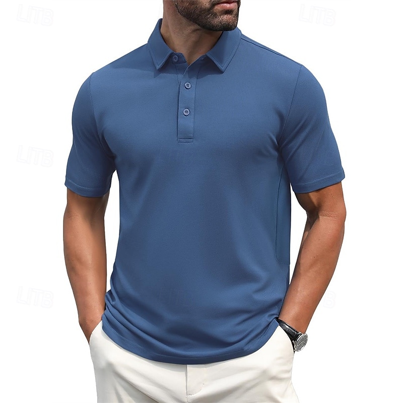 Herren Golfhemd Golf Poloshirts Arbeit Casual Kargen Kurzarm Basic Modern Glatt Knopf Frühling Sommer Regular Fit Hellgelb Wein Pfauenblau Dunkelgrau Schwarz Weiß Golfhemd 2025 - $17.99 –P2