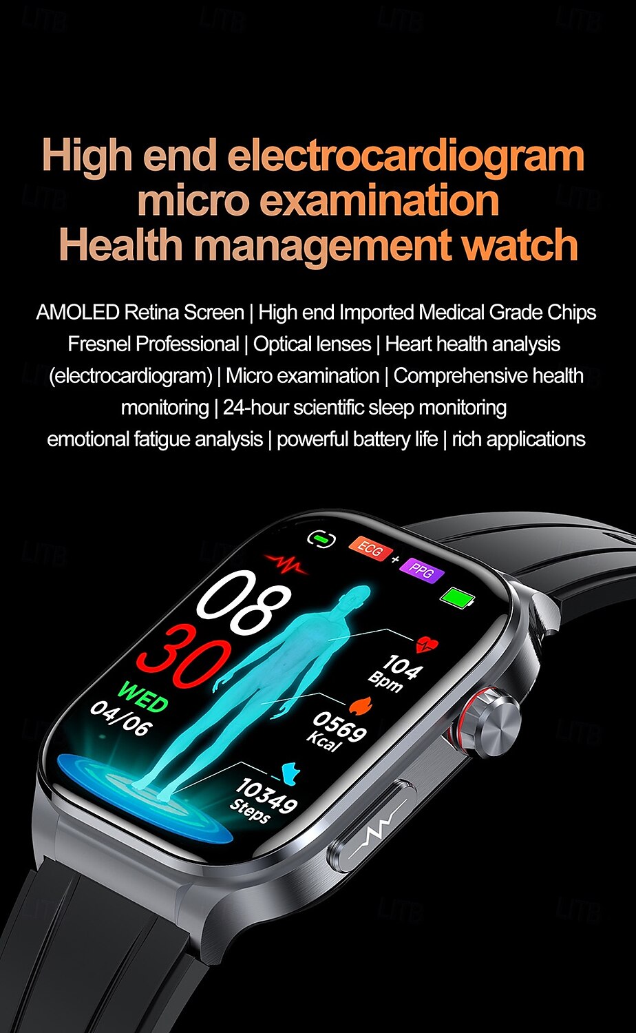 2025年 iMosi ET588 スマートウォッチ 1.96 インチ スマート·ウォッチ ブルートゥース ECG + PPG 温度監視 歩数計 と互換性があります Android iOS 女性 男性 ハンドフリーコール 防水 メディアコントロール IP68 39mmウォッチケース  コレクション – $108.59 –P1