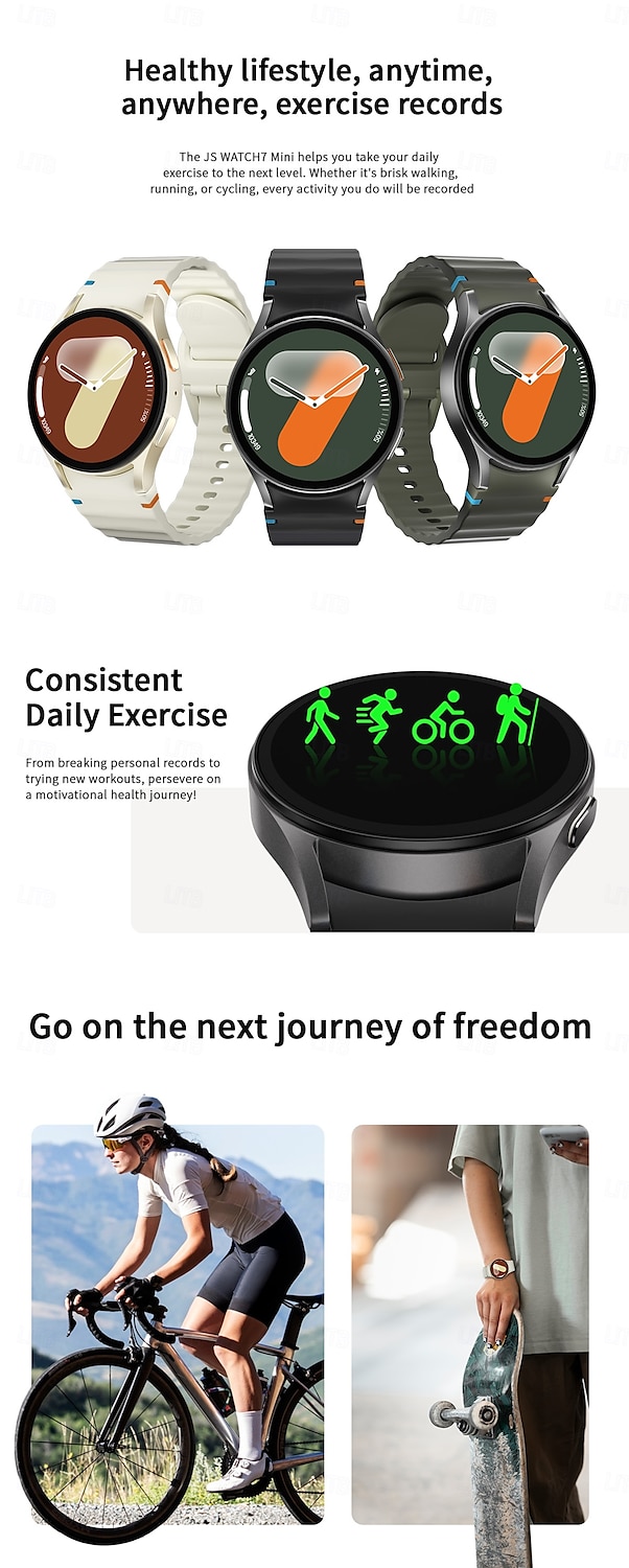 696 JSWatch7mini Orologio intelligente 1.3 pollice Intelligente Guarda Bluetooth ECG + PPG Pedometro Avviso di chiamata Compatibile con Android iOS Da donna Da uomo Impermeabile Controllo media del 2025 a $59.99 –P4