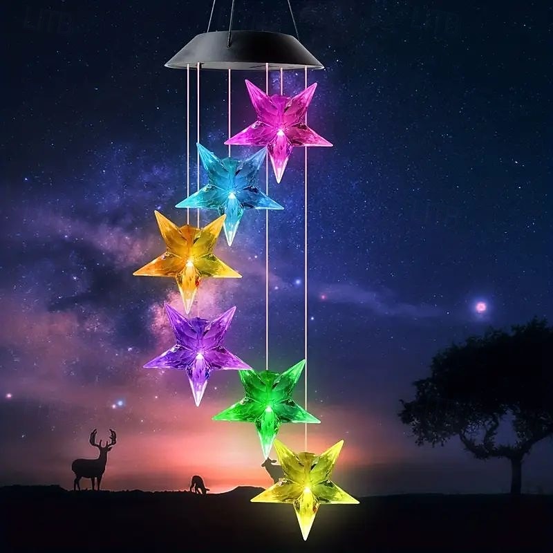 solenergi vindklokker led utendørs strenglys 6led flerfarget engel kolibri ugle sommerfugl form eventyrlys 2026 - $20.99 –P10