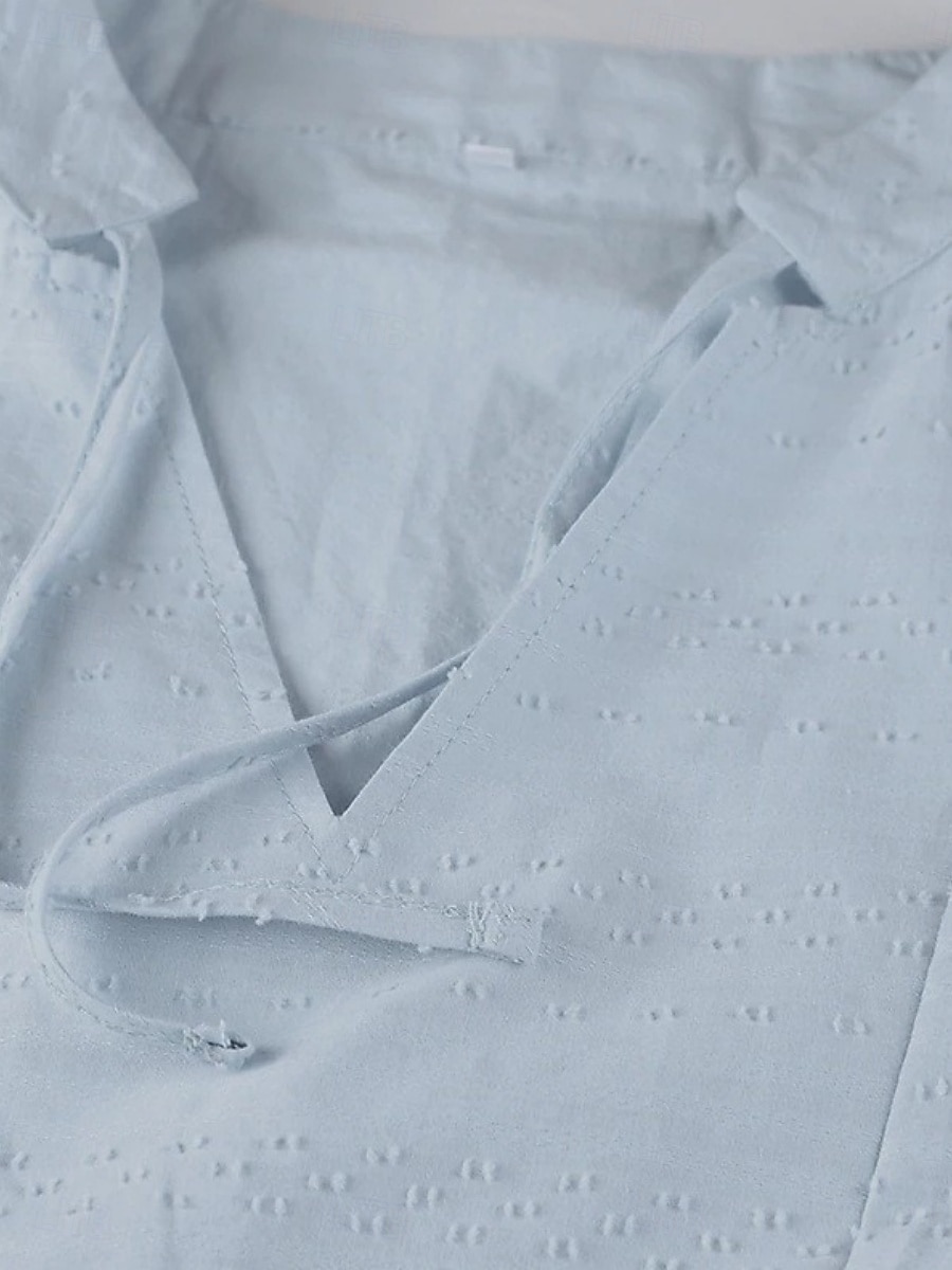 Femmes Robe Midi Robes en coton et lin Robe Décontractée Basique Occasionnel Vacances Quotidien Coupe régulière Uni Manche 3/4 Col en V Noir Blanche Vert Claire Bleu clair Été de 2025 ? $32.99 –P2