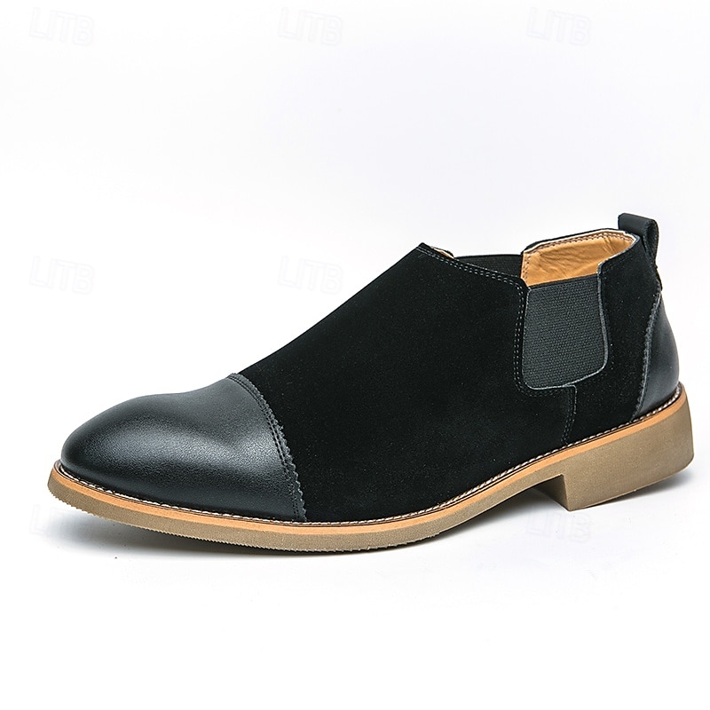 Men's Tan Chelsea Boots with Faux Leather and Suede Upper – Slip-On Elastic Design, Casual and Comfortable for Daily Wear or Semi-Formal Occasions 2025 - $46.99 –P2