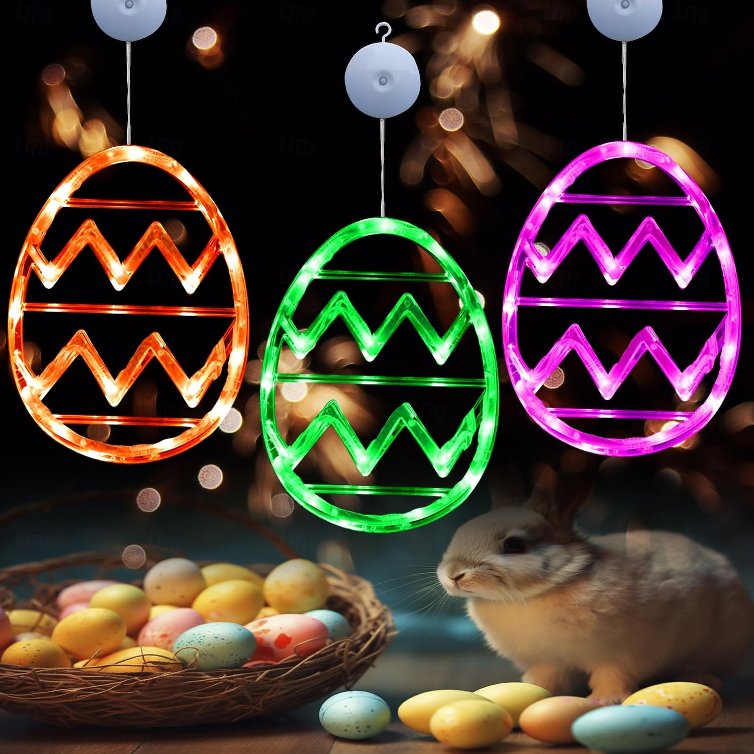 אורות חלון מנורת ביצת פסחא צבעונית מנורת ביצי פסחא צבעונית עם כוס יניקה וסוללה מופעלת למסיבות ואווירת מסעדה קישוטים לבית 2026 - NZ $14.49 –P1