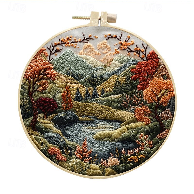 Embroidery Kit for Beginners,Cross Stitch Needlepoint Kits for Adults Starter Easy Snowy Mountain Pattern Fabric Hand Crafts,Hoops,Needle,Women DIY Hanging Plants,Sewing Hobby 2025 - $6.49 –P14