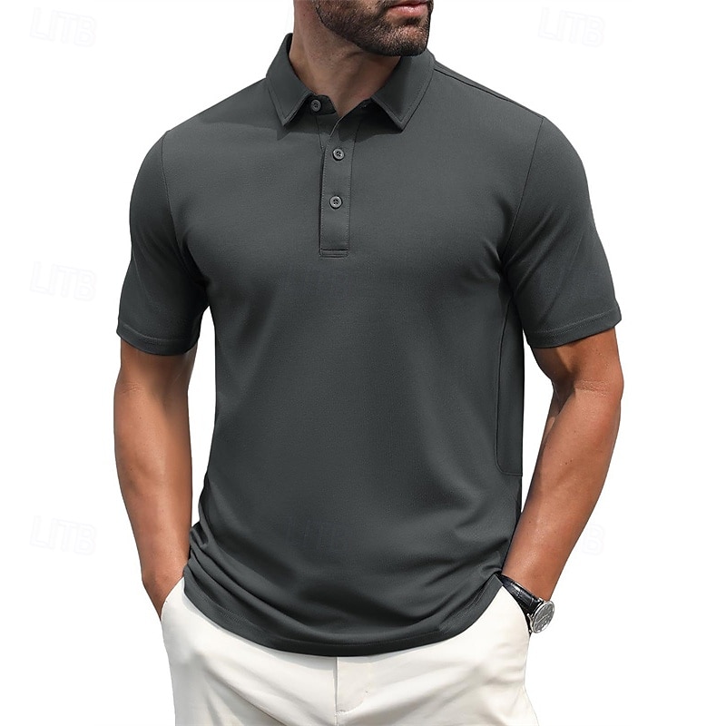 Herren Golfhemd Golf Poloshirts Arbeit Casual Kargen Kurzarm Basic Modern Glatt Knopf Frühling Sommer Regular Fit Hellgelb Wein Pfauenblau Dunkelgrau Schwarz Weiß Golfhemd 2025 - $17.99 –P17
