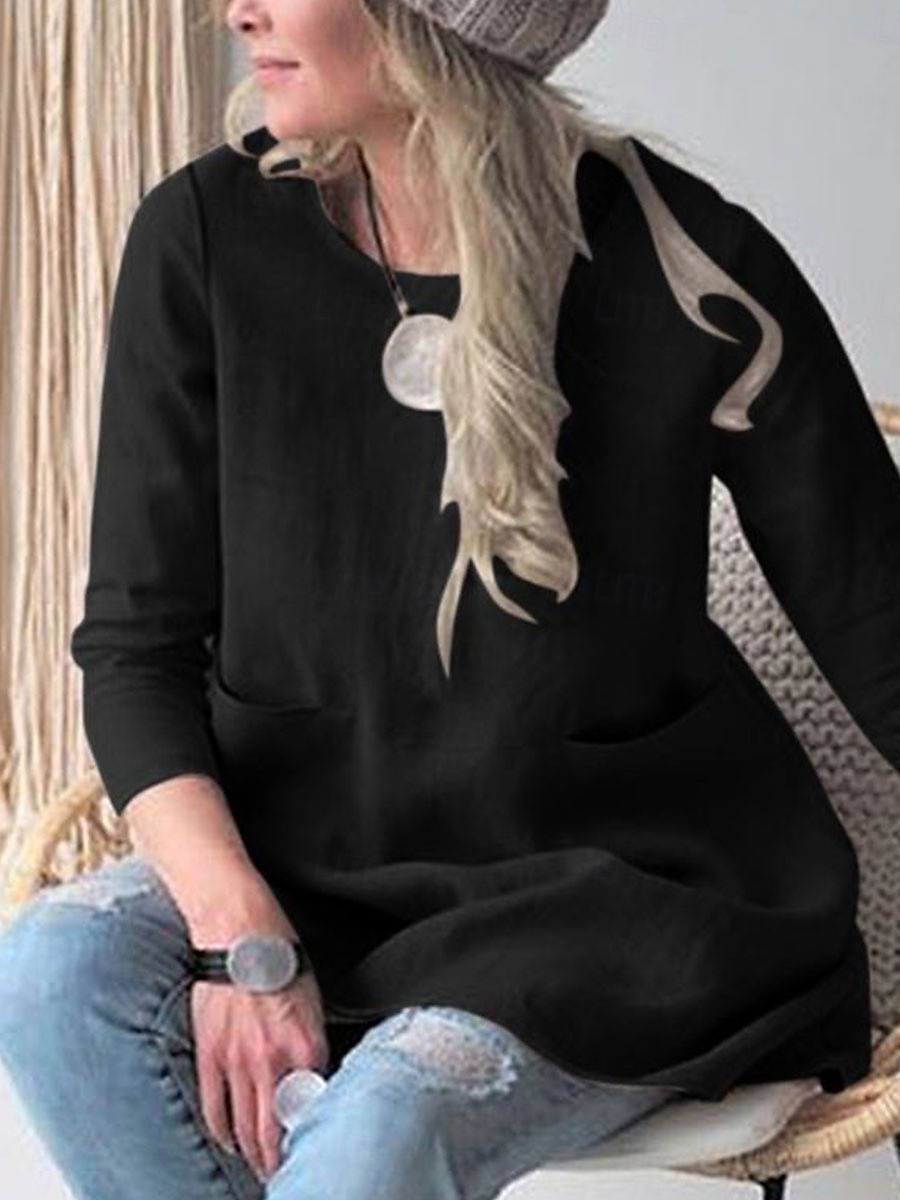 Damen Minikleid Baumwoll-Leinen-Kleider Freizeitkleid Stilvoll Basic Lässig Urlaub Täglich Lässiger Schnitt Einfach Dreiviertelarm Rundhalsausschnitt Grün Khaki Dunkelblau Sommer Frühling Herbst 2025 - $16.99 –P4