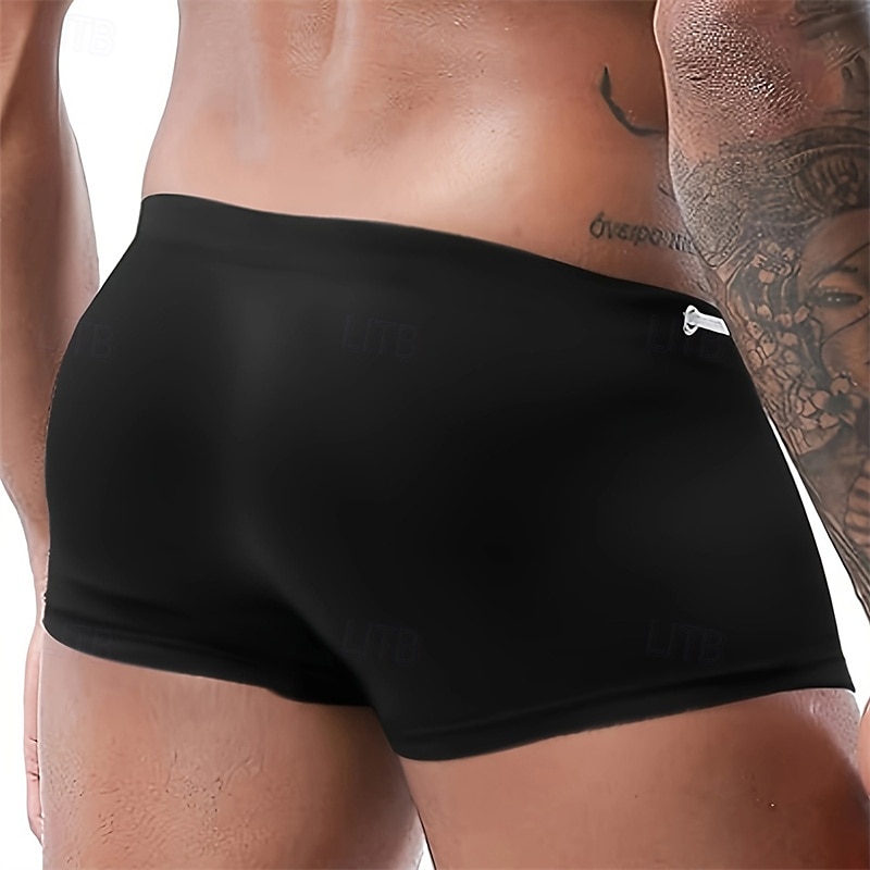 Herr Badshorts Badkläder Underdelar Snörning Simmning Surfing Strand Vattensport Solid färg Sommar Vår 2025 - $12.99 –P5