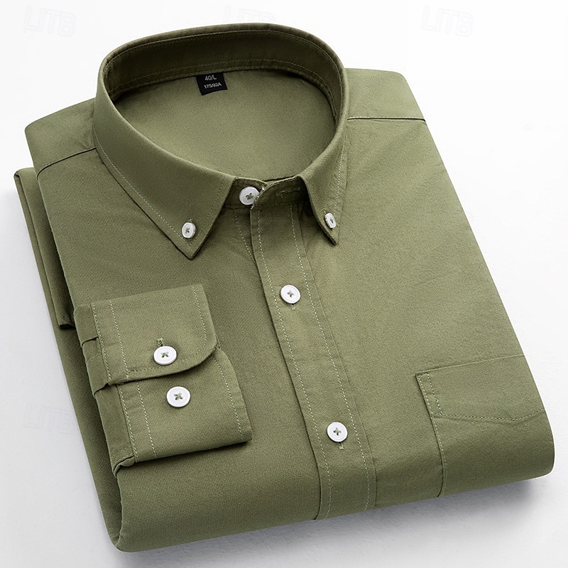 Men's Dress Shirt Oxford Shirt Solid Color Formal Black White Wine Orange Long Sleeve Shirt Collar Spring, Fall, Winter, Summer Clothing Apparel Buttons 2025 - $34.99 –P4