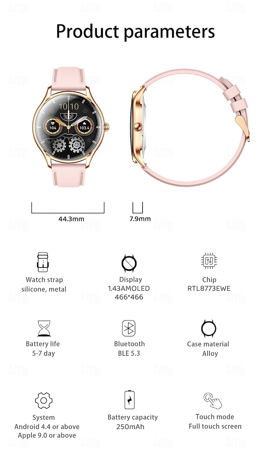 696 QS36 Reloj inteligente 1.43 pulgada Smartwatch Reloj elegante Bluetooth ECG + PPG Podómetro Recordatorio de Llamadas Compatible con Android iOS Mujer Hombre Impermeable Control de Medios 2025 - $55.99 –P19