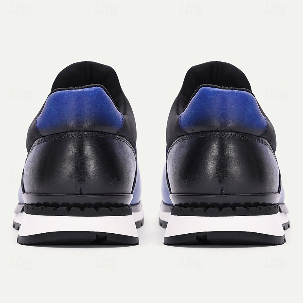 herrsneakers i premiumkohud - luddblå spetsfri design med vadderad sula för vardags- och utomhuskläder 2025 - $94.99 –P5