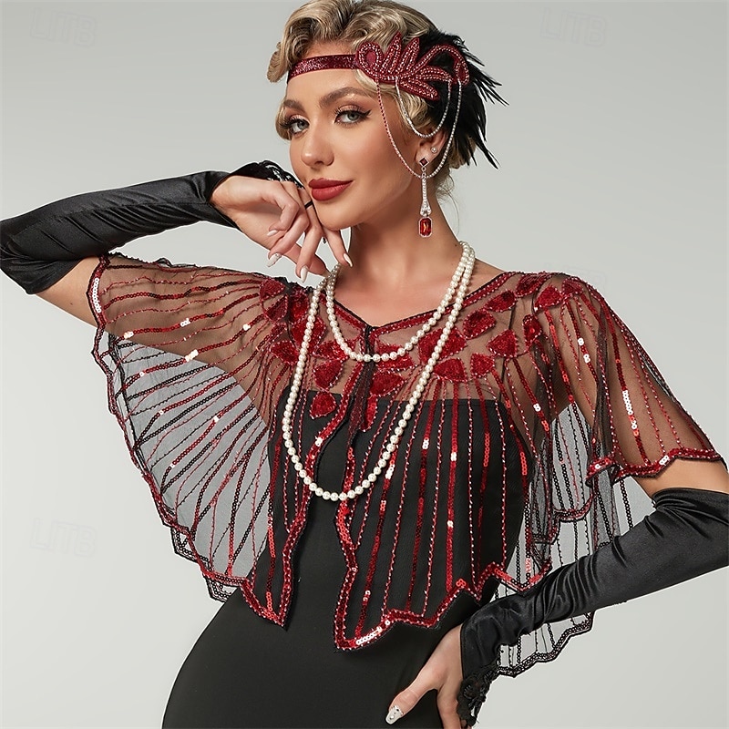 SWEETV Women's 1920s Shawl Wraps,Sequin Beaded Flapper Evening Shawls for women formal/Party/Wedding/Formal/Harlem night 2025 - $19.49 –P9