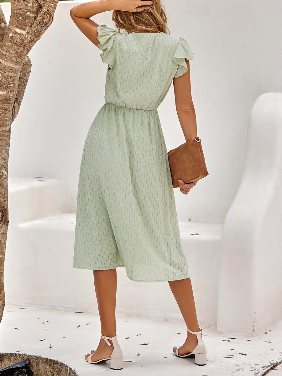 Per donna Vestito longuette Vestito bianco Abito casual Abito linea A Moda Essenziale Informale Da mare Giornaliero Standard Liscio Senza maniche A V Bianco Verde Estate Primavera del 2025 a $42.99 –P10