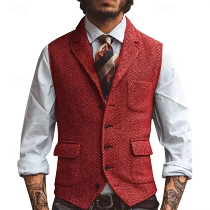 בגדי ריקוד גברים וסט Gilet חופשה יומי פגישה (דייט) אופנתי יום יומי קיץ & אביב כפתורים כיס פוליאסטר נוח אחיד חזה יחיד כפתור יחיד דש רגיל כסף חום כהה שחור שמפניה אֵפוֹד 2025 - $35.99 –P12