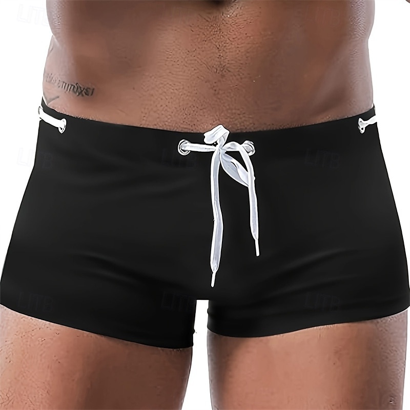 Herr Badshorts Badkläder Underdelar Snörning Simmning Surfing Strand Vattensport Solid färg Sommar Vår 2025 - $12.99 –P4
