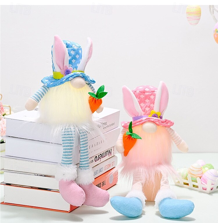 1 Pc Easter Long Leg Rabbit with Light, Faceless Child, Dwarf Doll, Carrot Resurrection Egg, Easter Indoor Party, Restaurant Atmosphere Decoration 2025 - $14.99 –P11