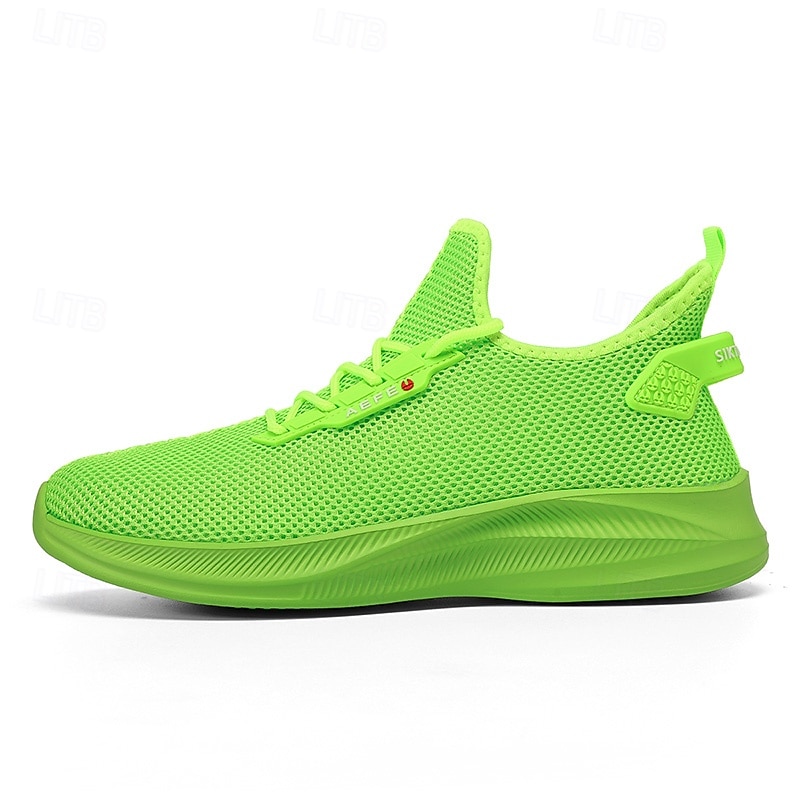 Zapatillas de running de malla verde neón para hombre: zapatillas ligeras y transpirables para deportes, gimnasio y ropa informal 2026 - $34.99 –P2