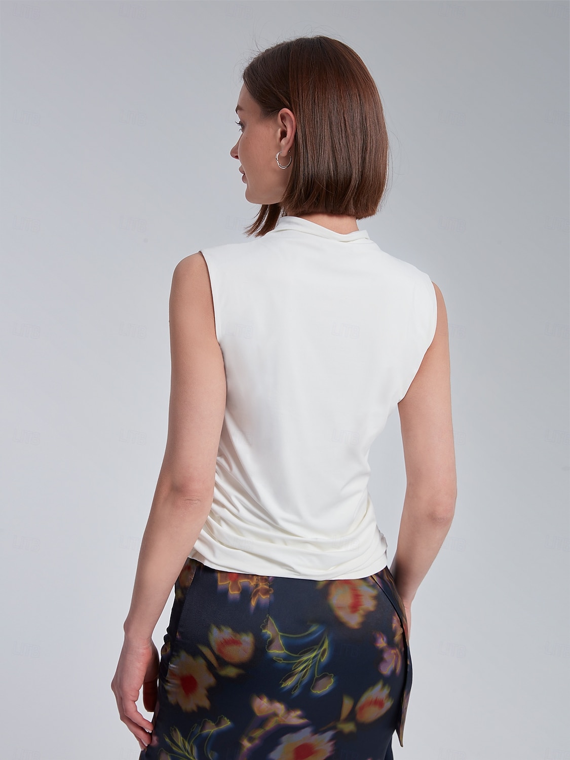 Per donna Tinta unica Vacanza Ufficio Lavoro Senza maniche Nero Bianco Arricciato A lupetto Senza Maniche Elegante Casual Quotidiano Collo Alto Estate Primavera del 2025 a $4.99 –P4