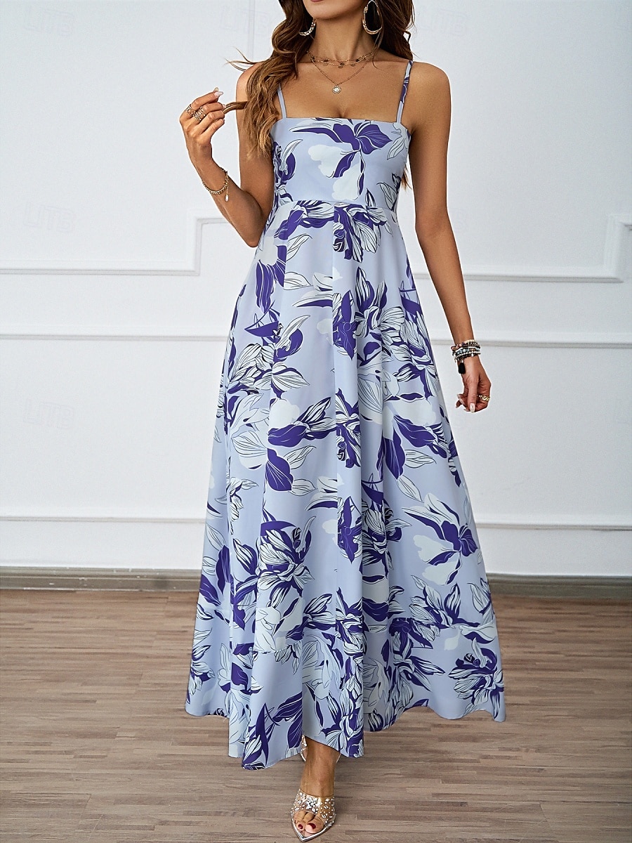 Per donna Vestito maxi Abito casual Abiti Boho Chic Boemia stile sveglio Moda Da mare Giornaliero Spiaggia Morbido Floreale Fantasia geometrica Senza maniche Con bretelline Blu Fucsia Estate del 2025 a $31.99 –P8