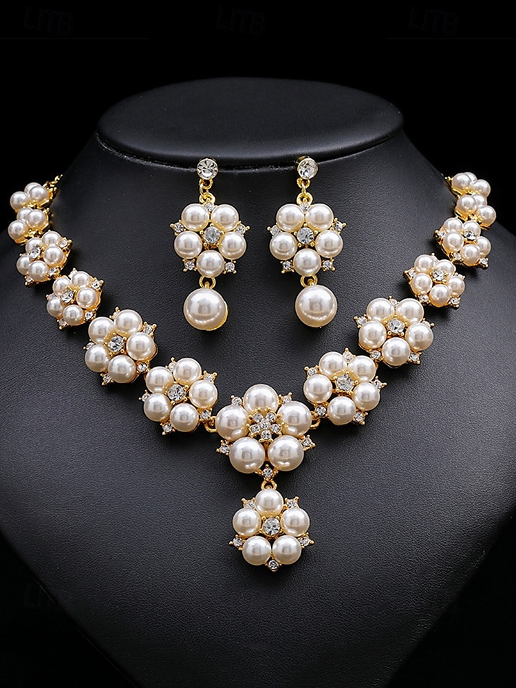 set di gioielli da donna con perle finte e strass: elegante collana e orecchini per matrimoni, feste e occasioni speciali del 2025 a $14.99 –P3