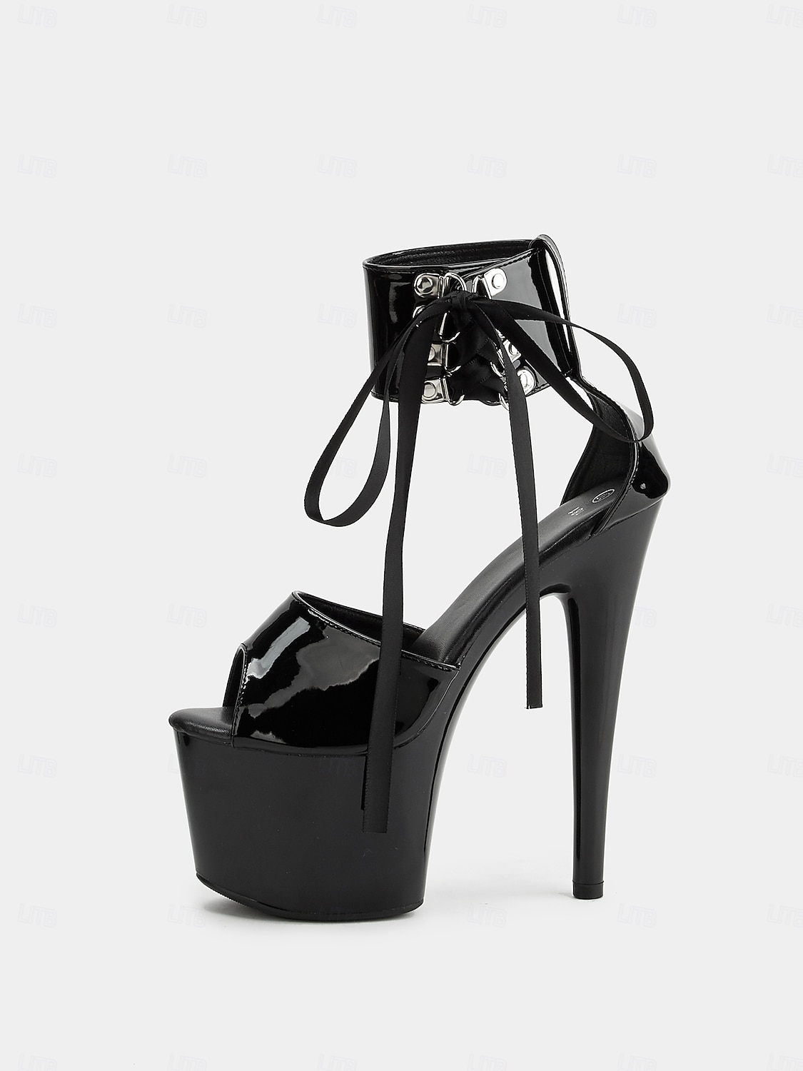 Black Patent Leather Platform Sandals with Lace-Up Ankle Straps – Sexy Women's High Heel Shoes for Club and Dance 2025 - $46.99 –P2