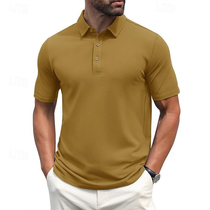 Herren Golfhemd Golf Poloshirts Arbeit Casual Kargen Kurzarm Basic Modern Glatt Knopf Frühling Sommer Regular Fit Hellgelb Wein Pfauenblau Dunkelgrau Schwarz Weiß Golfhemd 2025 - $17.99 –P5