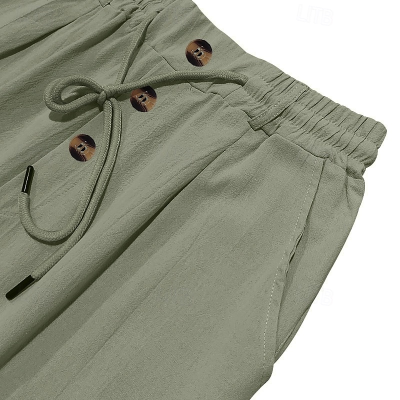Homens Calças de linho Calças Calça verão Calças de gaze Com Cordão Cintura elástica Perna reta Tecido Conforto Respirável Comprimento total Diário Feriado Praia Férias Moda Branco Azul Céu de 2025 por $25.99 –P2