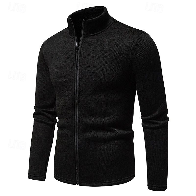 Men's Lightweight Jacket Summer Jacket Casual Jacket Vacation Daily Warm Pocket Fall & Winter Plain Fashion Classic Stand Collar Regular Black White Light Grey Dark Gray Jacket 2025 - $31.99 –P11