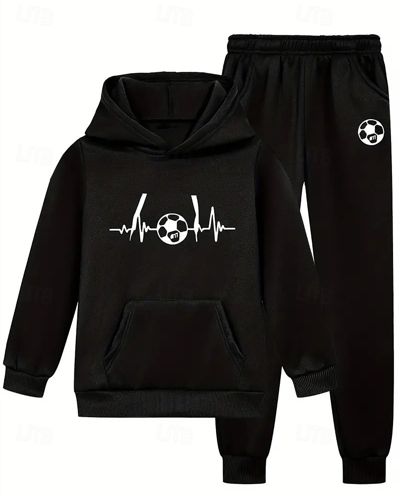 Jungen 3D Graphic Fußball Set aus Kapuzenpullover und Jogginghose Sport-Outfit Trainingsanzüge Langarm Herbst Winter Täglich Basic Brautkleider schlicht kinderkleidung 4-12 Jahre Mit Kapuze Outdoor 2025 - $28.99 -P1