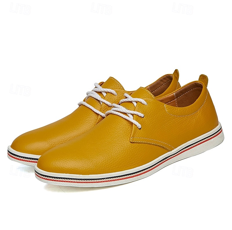 Men's Casual Lace-Up Shoes – Vibrant Faux Leather Upper, Lightweight Design, Non-Slip Sole, Perfect for Everyday Wear and Summer Outings 2025 - $46.99 –P8