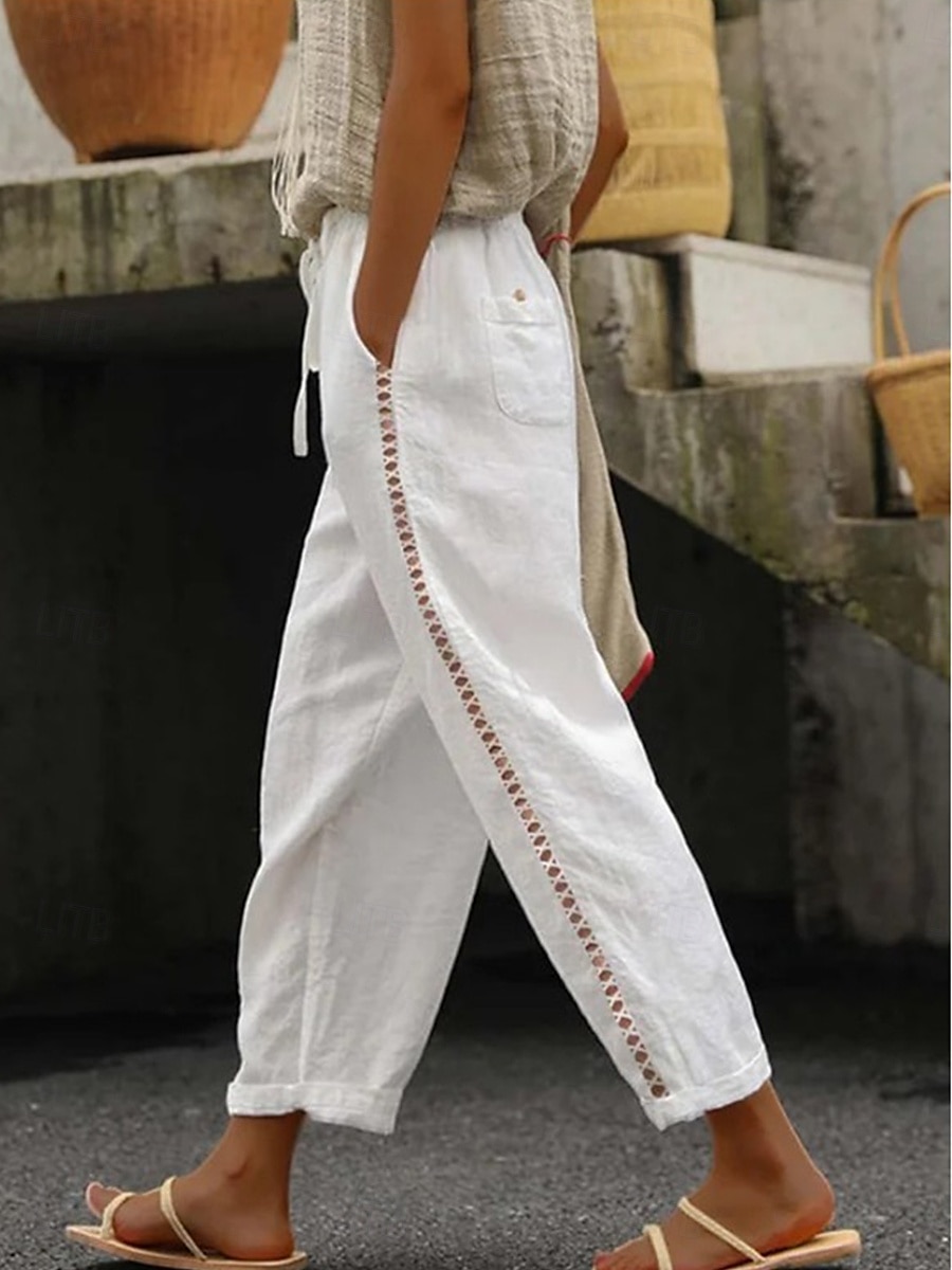 Dame Joggebukser kinesisk Mote Gatemote Ankel-lengde Høy Midje عادي Blonde Lomme Elastisk midje comfy Myk Bekvem Mikroelastisk utendørs Gate Svart Hvit Kakifarget Grå Sommer Normal 2025 - $24.99 –P2