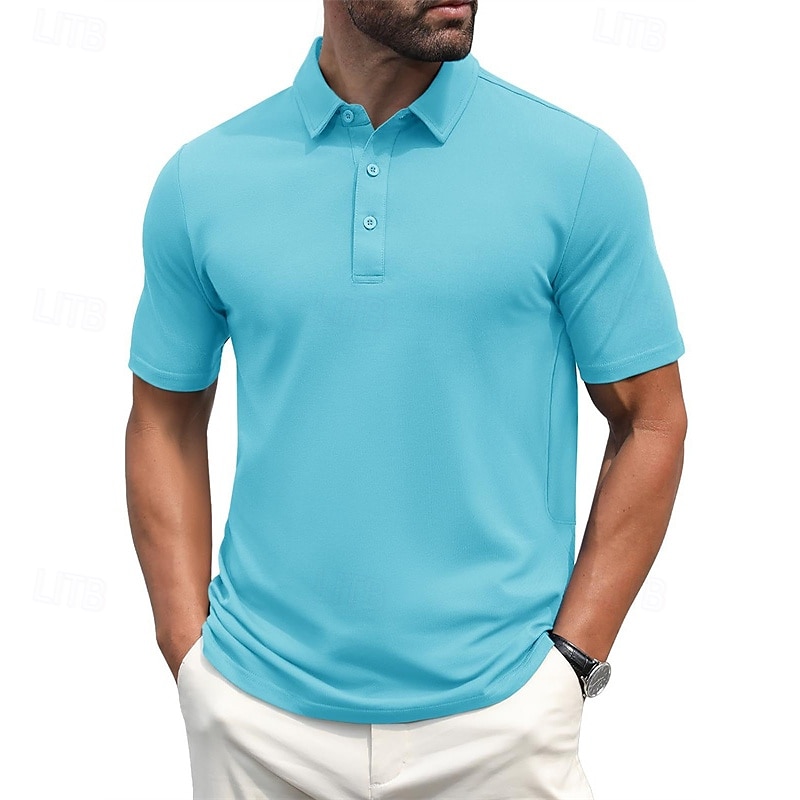 Herren Golfhemd Golf Poloshirts Arbeit Casual Kargen Kurzarm Basic Modern Glatt Knopf Frühling Sommer Regular Fit Hellgelb Wein Pfauenblau Dunkelgrau Schwarz Weiß Golfhemd 2025 - $17.99 –P16