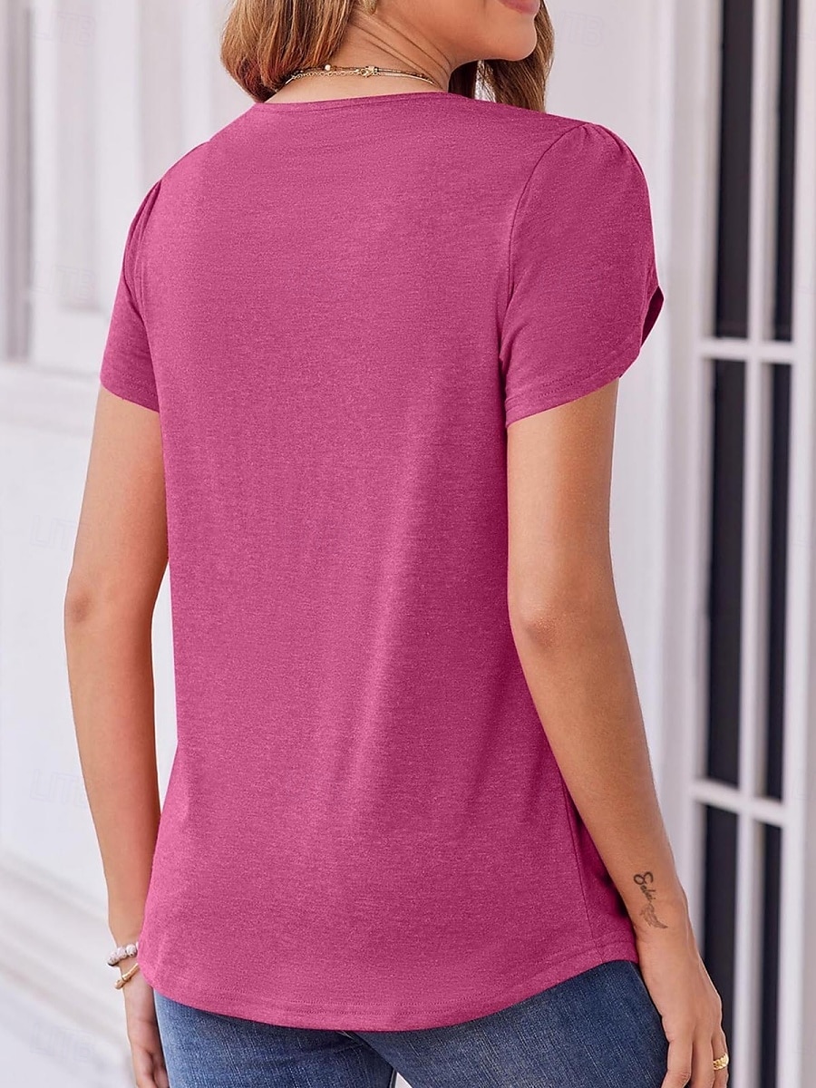 Women's T Shirt Plain Fashion Modern Casual Short Sleeve Crew Neck Regular Tops Daily Weekend White Wine Summer Spring 2025 - $24.99 –P3