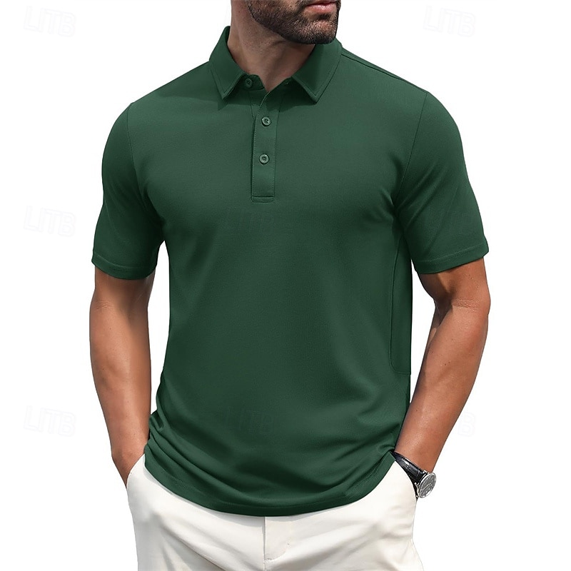 Herren Golfhemd Golf Poloshirts Arbeit Casual Kargen Kurzarm Basic Modern Glatt Knopf Frühling Sommer Regular Fit Hellgelb Wein Pfauenblau Dunkelgrau Schwarz Weiß Golfhemd 2025 - $17.99 –P11