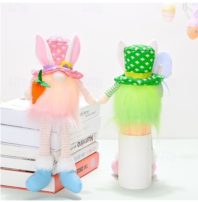 1 Pc Easter Long Leg Rabbit with Light, Faceless Child, Dwarf Doll, Carrot Resurrection Egg, Easter Indoor Party, Restaurant Atmosphere Decoration 2025 - $14.99 –P19