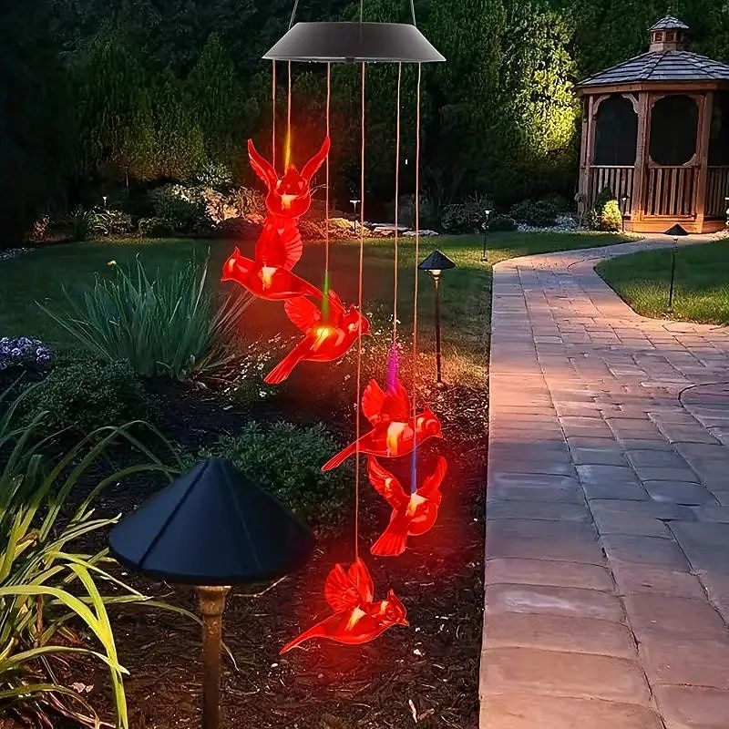 solenergi vindklokker led utendørs strenglys 6led flerfarget engel kolibri ugle sommerfugl form eventyrlys 2026 - $20.99 –P7