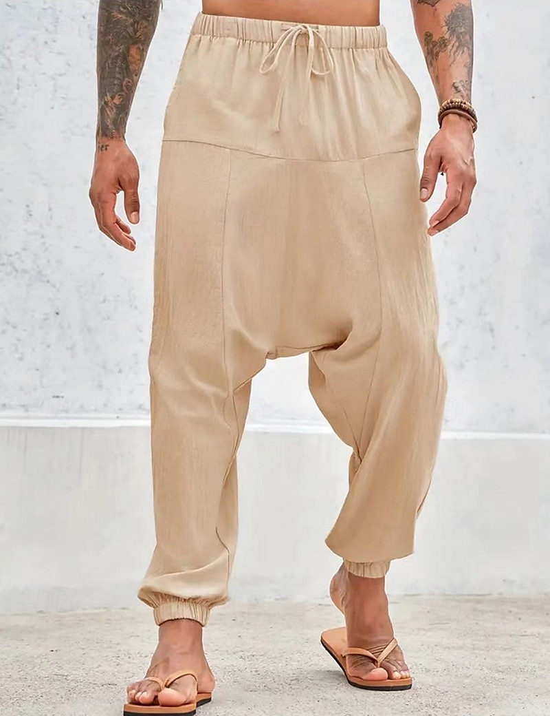 Per uomo Pantaloni di lino Pantaloni Pantaloni estivi Pantaloni larghi Pantaloni stile harem A cordoncino Vita elastica Liscio Comfort Traspirante Lunghezza intera Yoga Giornaliero Per eventi Di del 2025 a $25.99 –P4