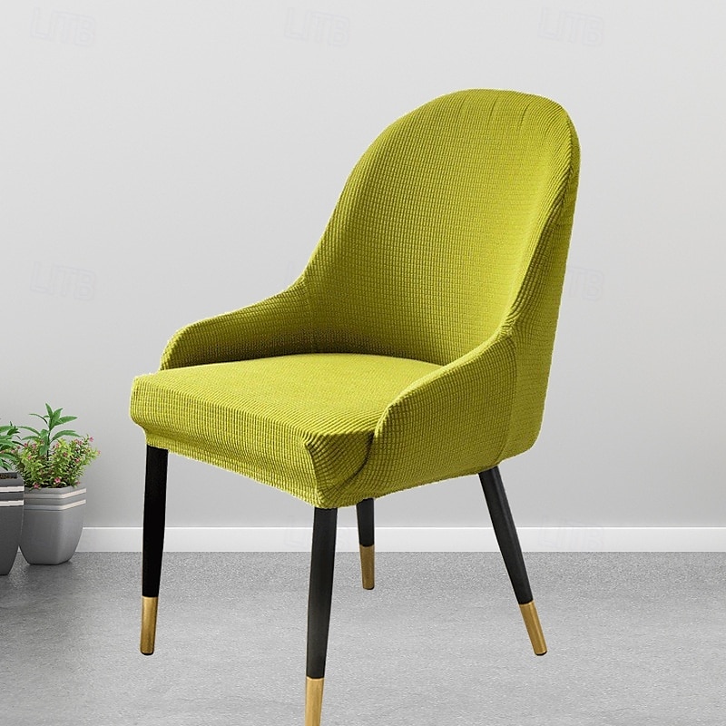 Funda de silla de comedor suave, funda de sillón con reposabrazos extraíble, resistente a la suciedad, con respaldo curvo, funda de silla de maquillaje o de ocio para revestir la habitación, el bar, 2025 - $13.99 –P17