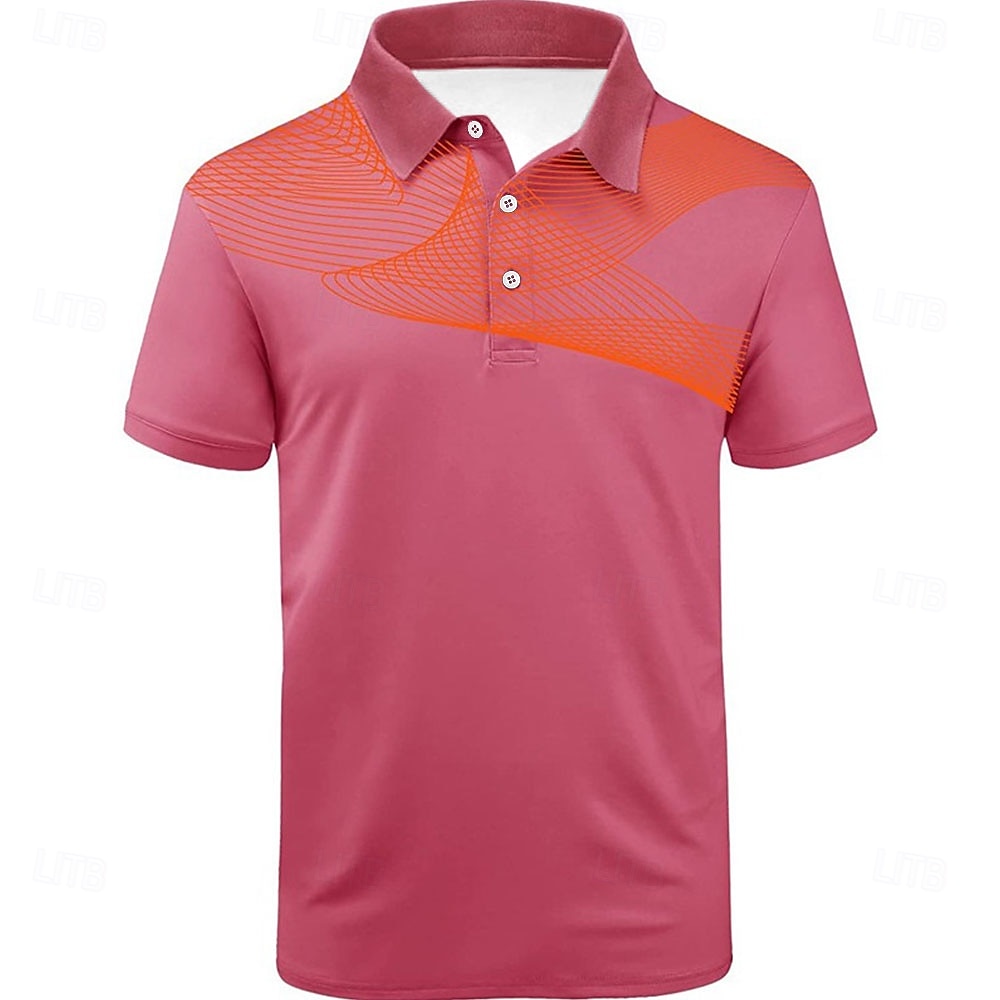 Voor heren Gestreept Sport Poloshirts Golfshirt Korte mouw Poloshirt Overhemden met kraag Casual Sportkleding Vakantiekleding Knop 3D-afdrukken Zwart En Rood Zwart / Wit Zwart 2026 - $23.99 –P13