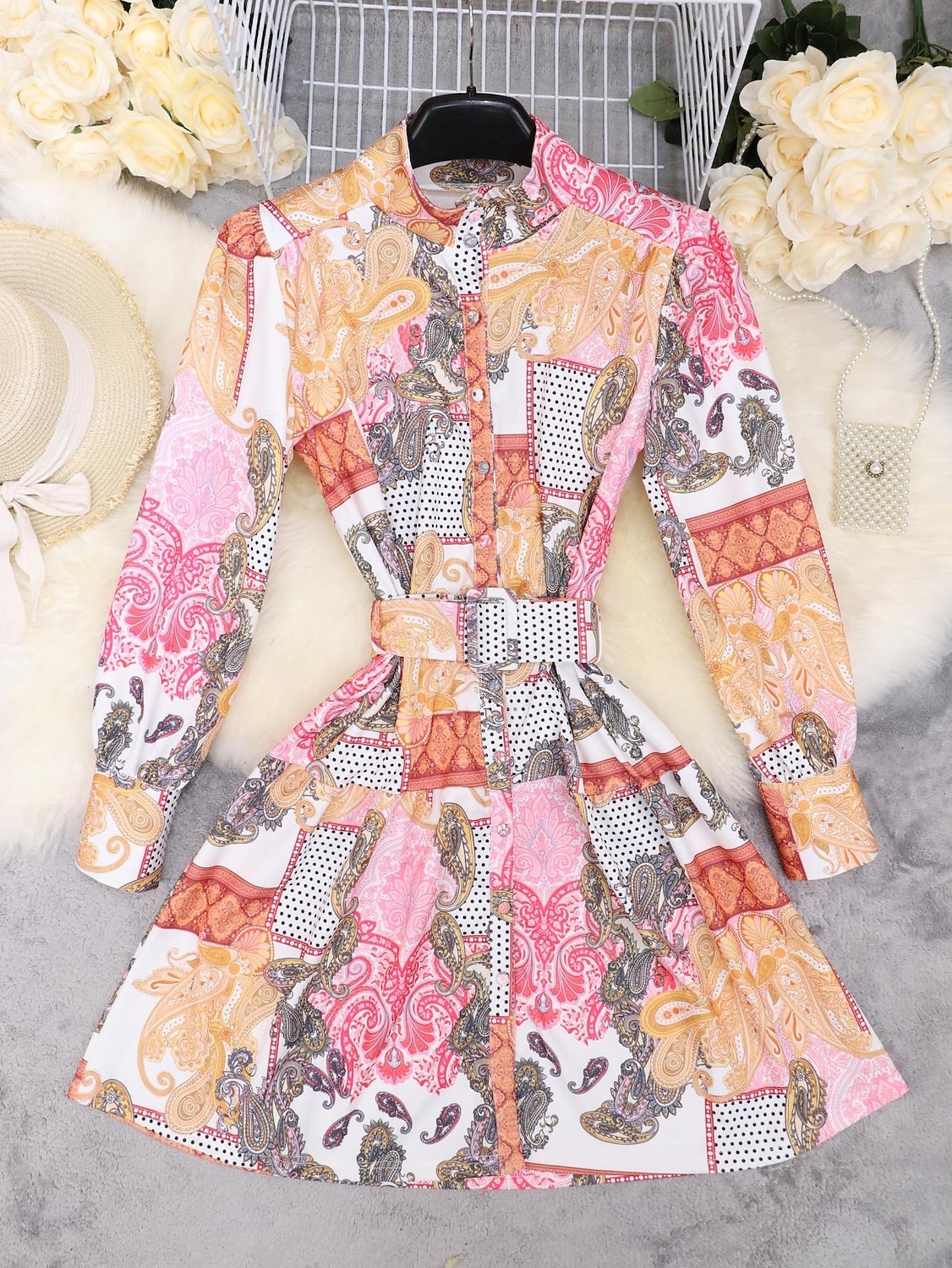 An Nou Pentru femei Mărime EU / US Rochie Mini Rochie Boho Rochie de primăvară Epocă Episcop Petrecere Dată Potrivire Formă Floral Manșon Lung Stil Nautic Galben Primăvară 2025 - $23.99 –P1