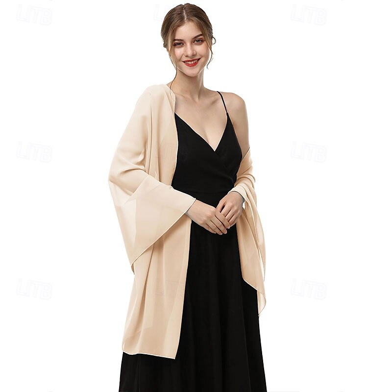 baoqiya dames sjaals en omslagdoeken voor avondjurken chiffon sjaal zachte elegante zijdeachtige pashmina bruiloft bruidssjaals 2025 - $16.99 –P7