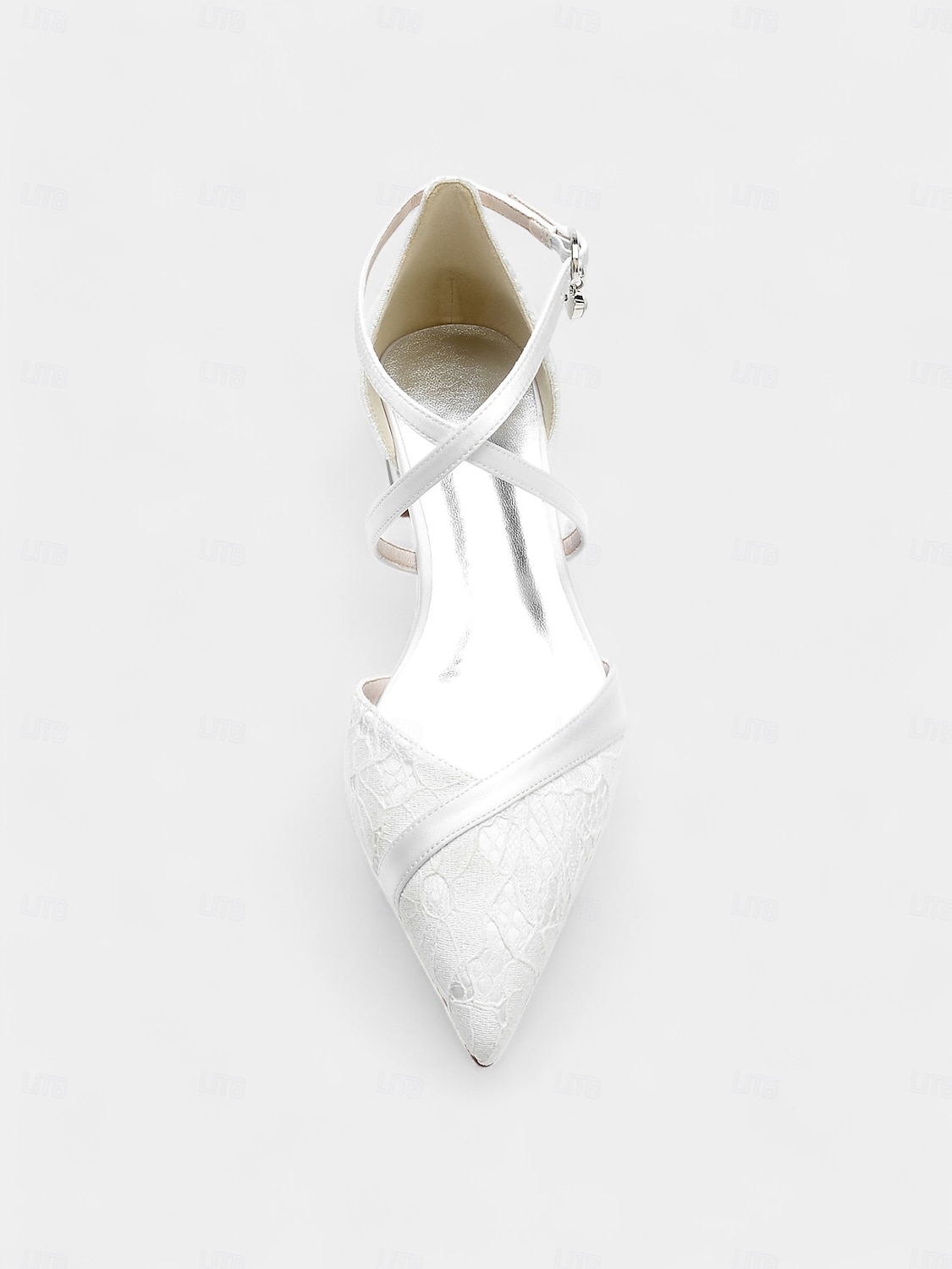 chaussures à talons bas en satin bleu marine avec brides croisées et superposition de dentelle pour événements formels et mariages pour femmes de 2025 ? $64.99 –P3