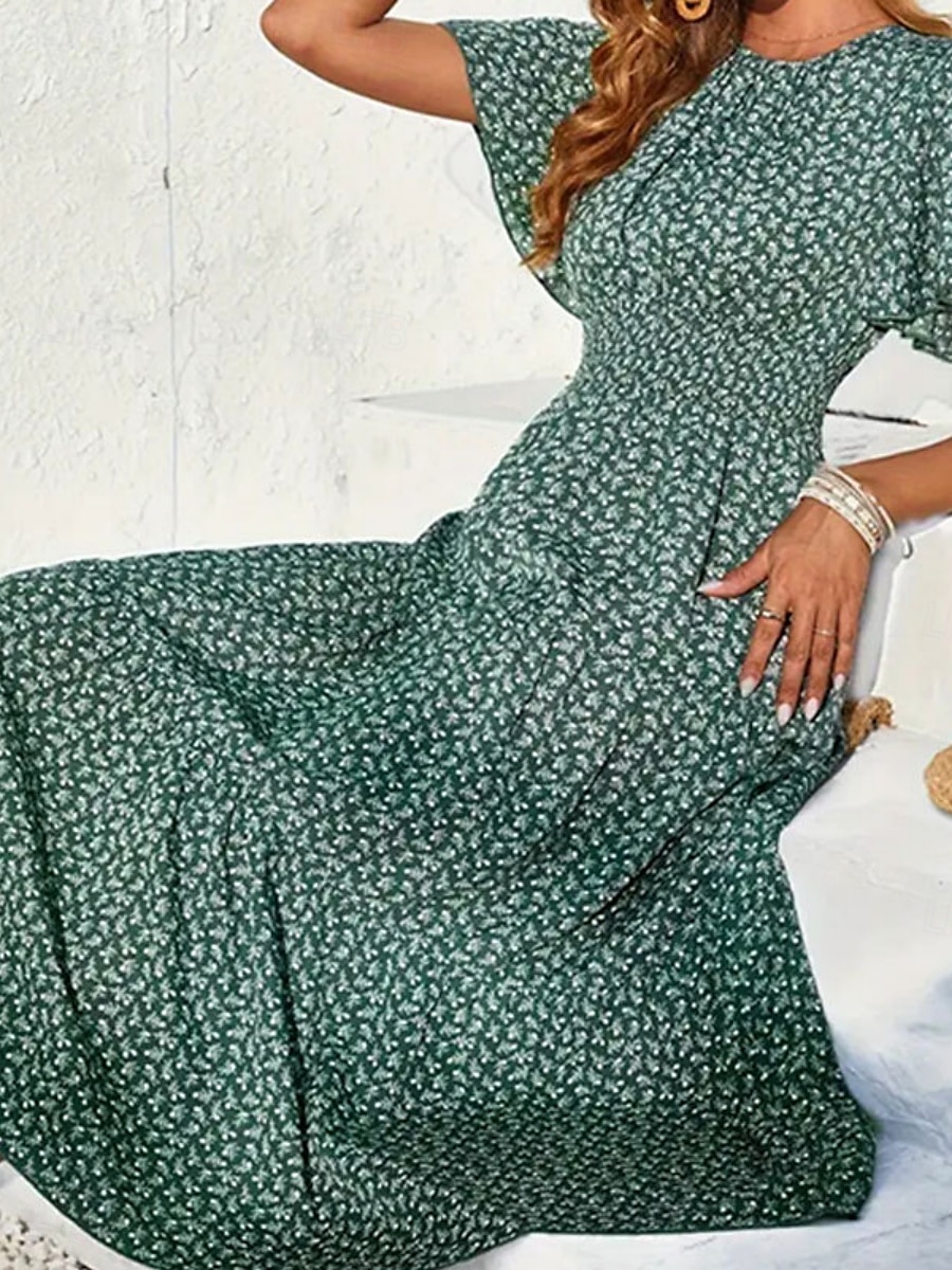 Naisten Midimekko Rento mekko Kellomekko A linjainen mekko Tyylikäs Vapaa-aika Loma Päivittäin Normaali Kukka Lyhythihainen V kaula-aukko Apila Kesä 2025 - $36.99 –P6