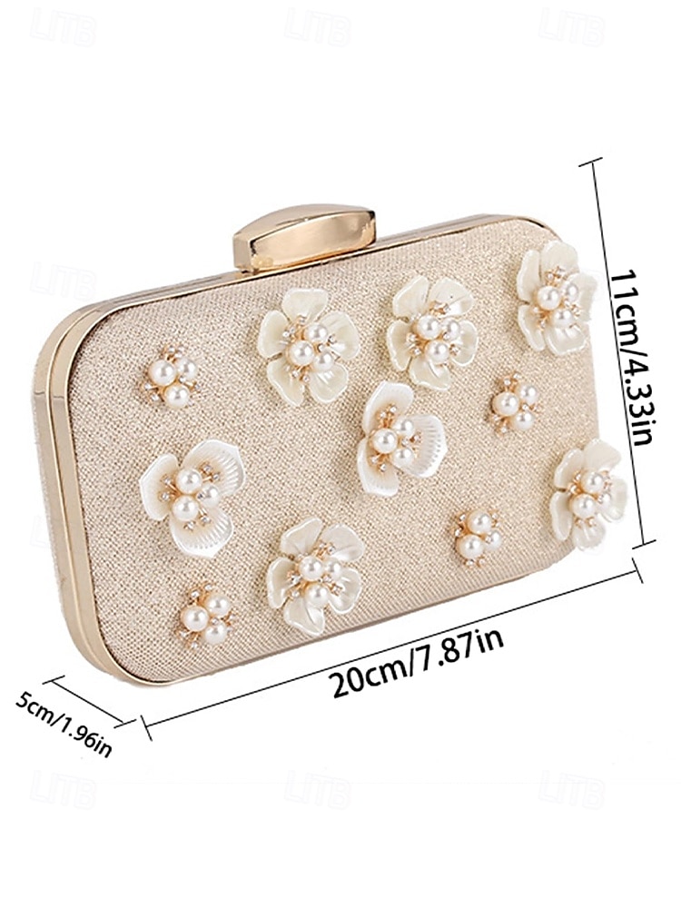 Women's 3D Floral Clutch with Pearl Accents and Gold Chain – Stylish Evening Bag for Weddings, Parties and Formal Occasions Silver Black Gold 2025 - $32.99 –P8