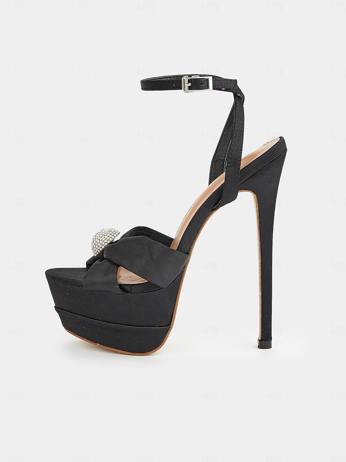 Women's Satin Platform Stiletto Heels – Rhinestone Embellished Open-Toe Wedding Shoes for Brides and Glamorous Events 2025 - $46.99 –P1