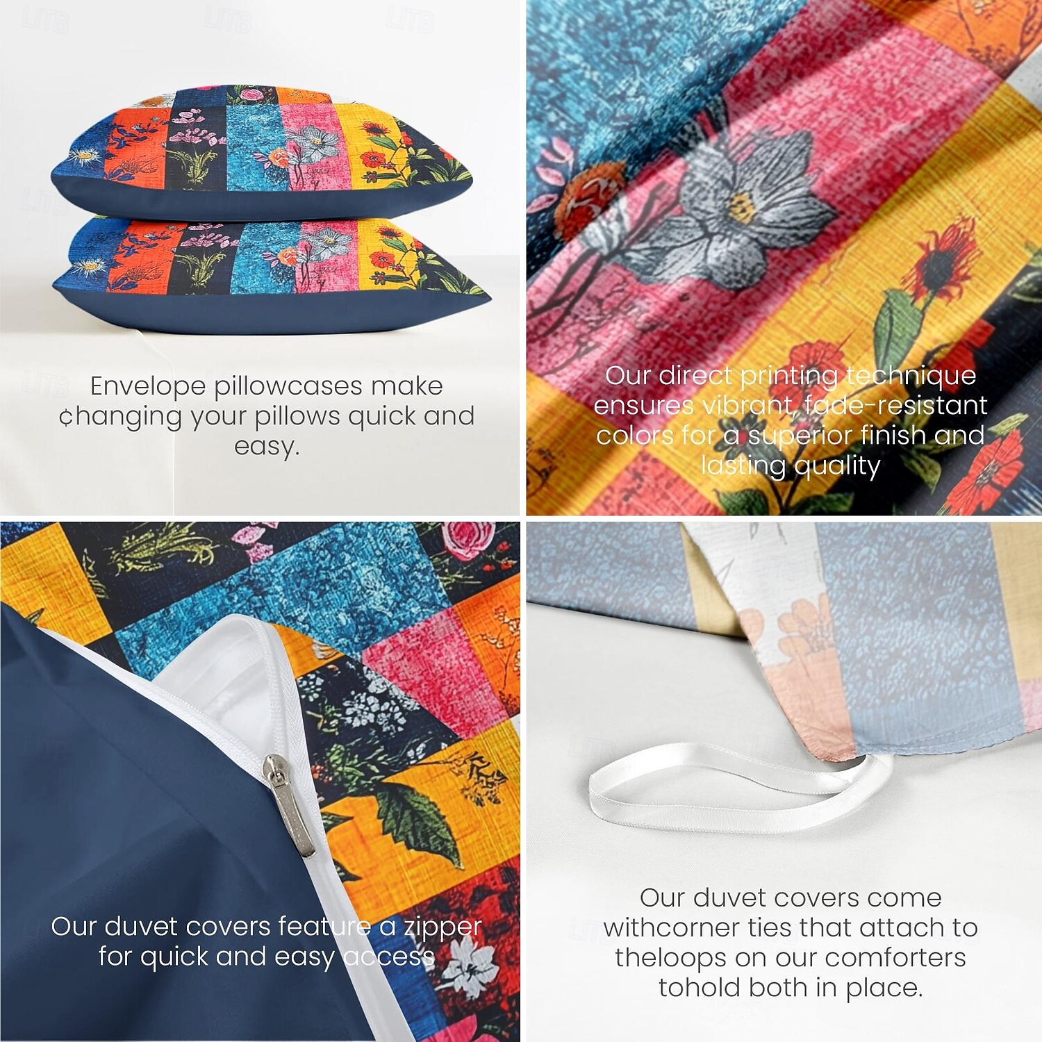 Boho Flower Duvet Cover Full Size Bohemian Lines Bedding Set Flower Line Bed Sets Geomtric Quilt Cover Soft Lightweight Comforter Cover with 2 Pillowcases for Summer Spring 2025 - $60.99 –P5