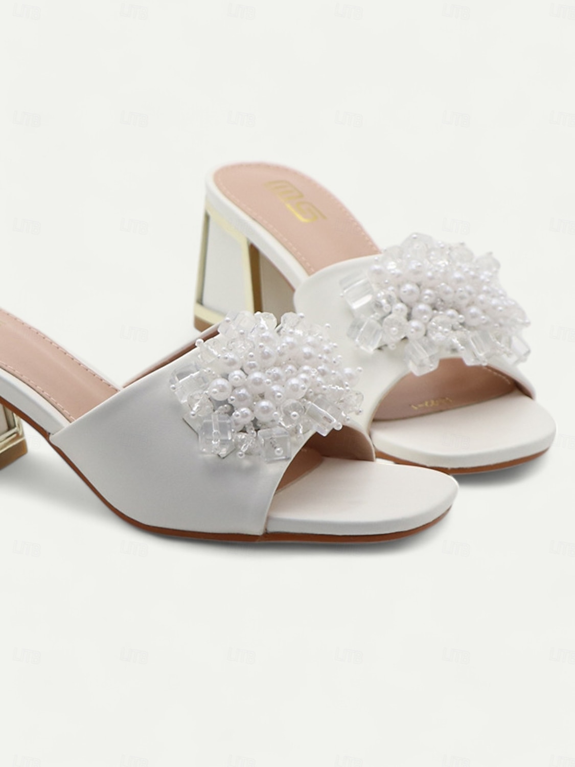 Women's Purple Slide Sandals with Pearl and Bead Embellishments – Fashionable Chunky Heel Mules for Casual Outings and Evening Events 2025 - $34.99 –P4