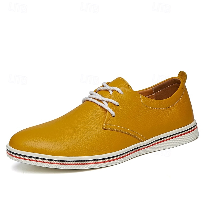 Men's Casual Lace-Up Shoes – Vibrant Faux Leather Upper, Lightweight Design, Non-Slip Sole, Perfect for Everyday Wear and Summer Outings 2025 - $46.99 –P6