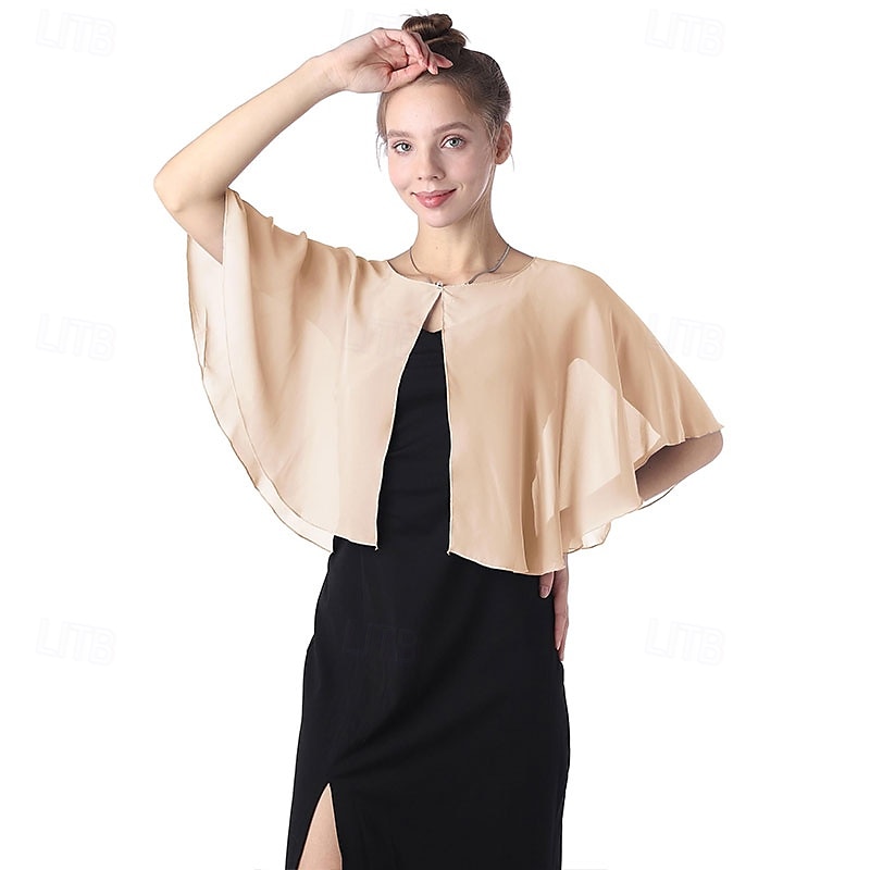 Baoqiya Capelets for women Chiffon Cape Soft Shawls and Wraps Wedding Capes 1920s flapper Cover Up 2025 - $18.49 –P3