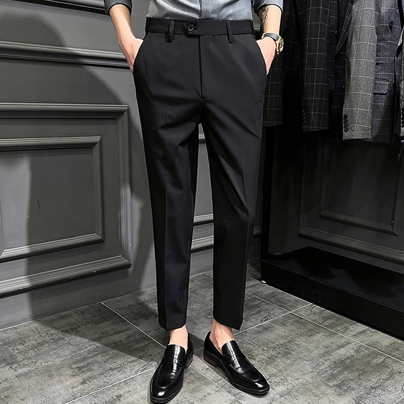 Pánské Oblekové Kalhoty Kalhoty chinos Knoflíky Kapsy Pevná barva Pohodlné Po kotníky Formální Párty Práce Módní Klasický styl Černá Khaki Lehce elastické 2025 - $26.99 –P2